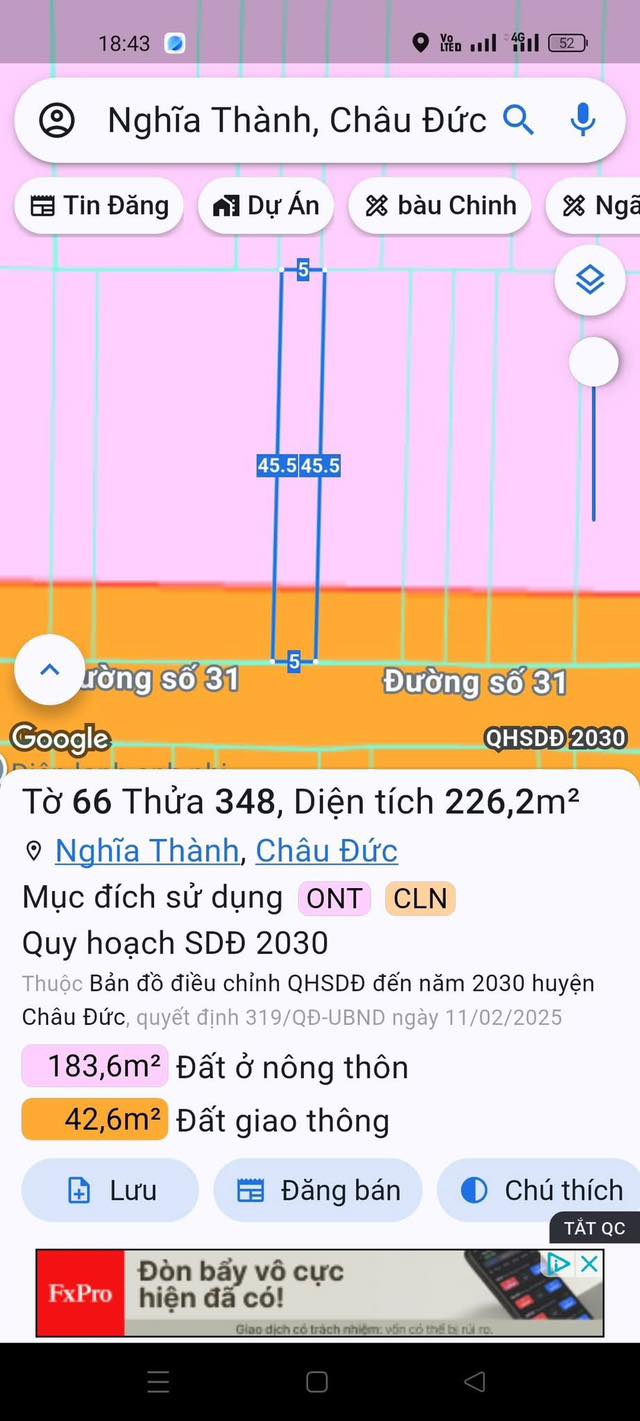 Đất thổ cư Nghĩa Thành, Châu Đức 2045m² giá 1.35 tỷ - Phù hợp xây dựng nhà ở!