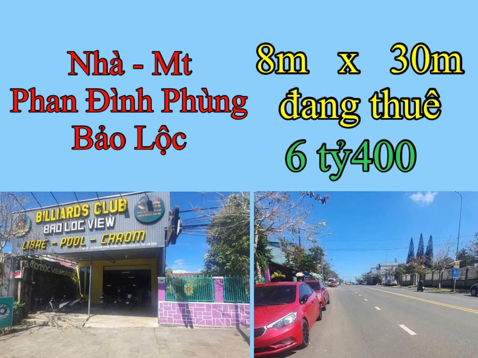 Nhà mặt tiền Phan Đình Phùng Bảo Lộc 240m² giá 6.4 tỷ - Kinh doanh sầm uất!