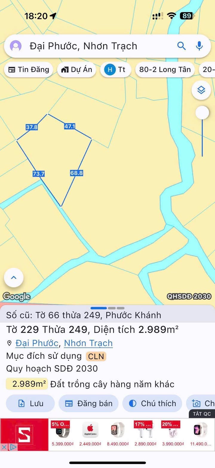 Đất nền Xã Phước Khánh, Huyện Nhơn Trạch, 2989m² giá 800 triệu - Cơ hội đầu tư sinh lời!