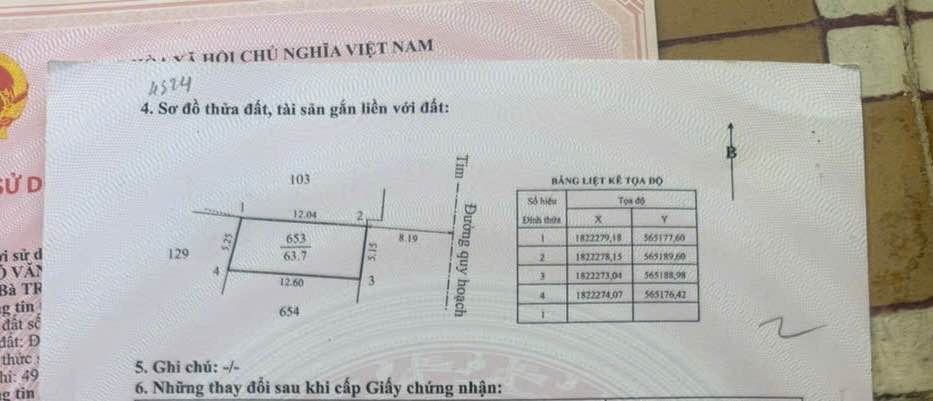 Đất nền KQH TĐ5, Vỹ Dạ, TP Huế 63.7m² giá 2.3 tỷ - Cơ hội vàng đầu tư!