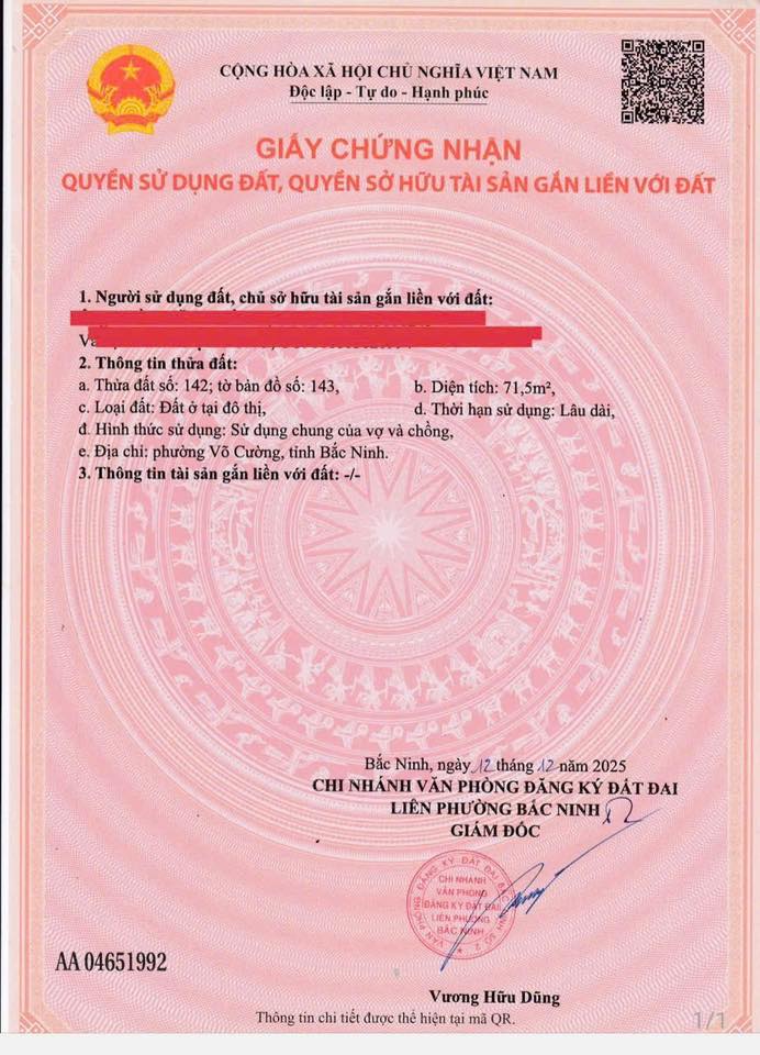 Đất nền Phường Võ Cường, Bắc Ninh 71m² giá 1.8 tỷ - Pháp lý rõ ràng, ô tô vào tận nơi!