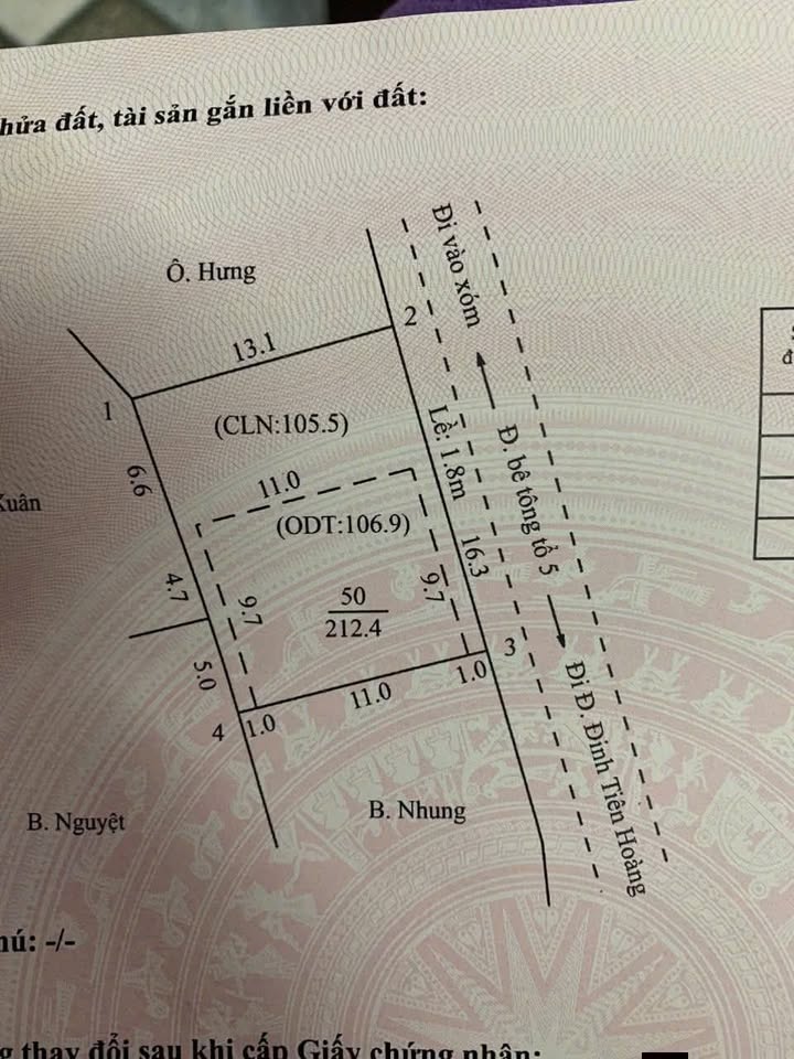 Đất nền tách thửa tại tdp5 phường Văn Phú - 212m² mặt tiền 16m, giá thỏa thuận!