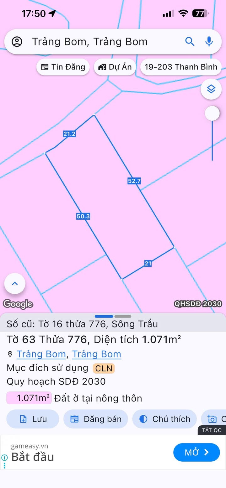 Đất đầu tư Trảng Bom 1070m² giá thương lượng - Tiềm năng sinh lời cao!