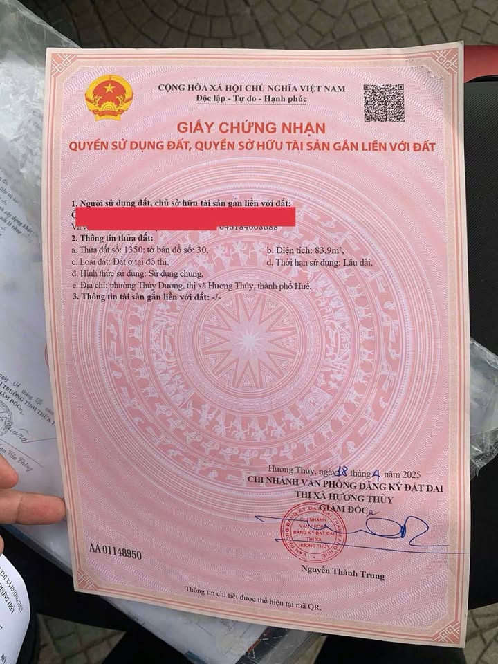 Đất nền Thủy Dương 83.9m² giá 1.4 tỷ - Cơ hội đầu tư hấp dẫn!