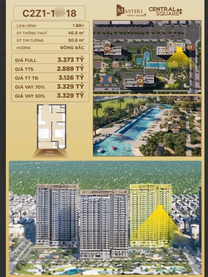 Căn hộ Mas Trinity Hưng Yên 46.8m² giá 200 triệu - Sẵn sàng vào ở ngay!