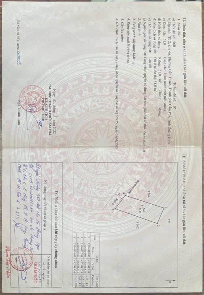 Đất Cẩm Thành 51m² giá 750 triệu - Hướng Nam, ngõ rộng 2.5m