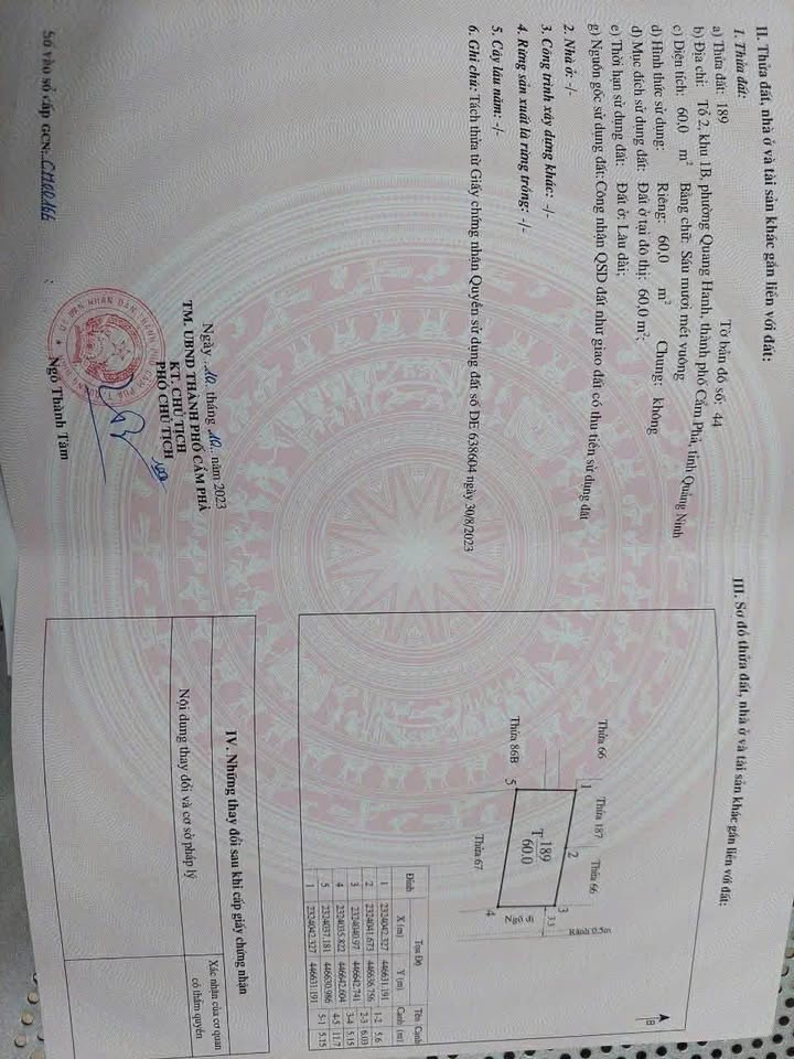 Đất nền ngõ ô tô Phường Quang Hanh 60m² giá 890 triệu - Hướng Đông, full đất ở!