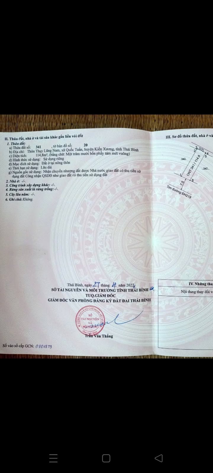 Đất thổ cư 114m² tại trung tâm xã Quốc Tuấn - Giá chỉ 1.2 tỷ!