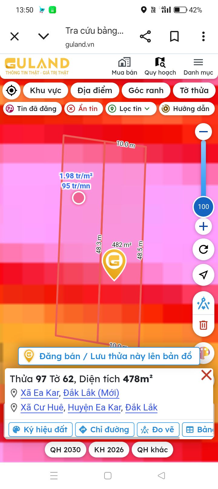 Đất nền Cư Huê, Ea Kar 500m² giá 95 triệu - Đầu tư lý tưởng!