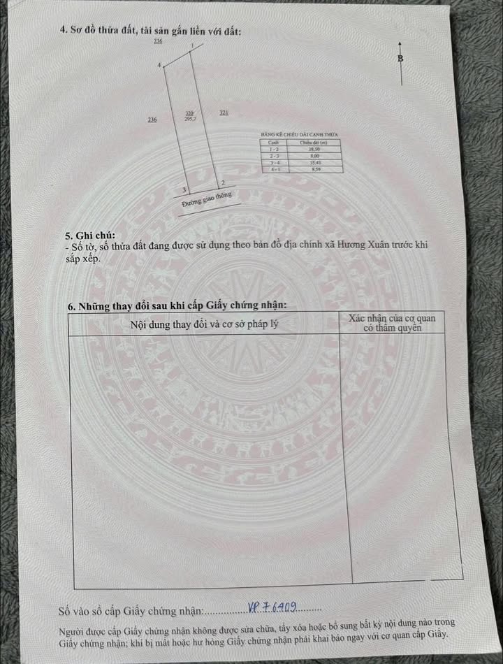 Đất nền thôn Vĩnh Trường, xã Hương Xuân 608m² giá chỉ 300 triệu - Sổ hồng chính chủ!