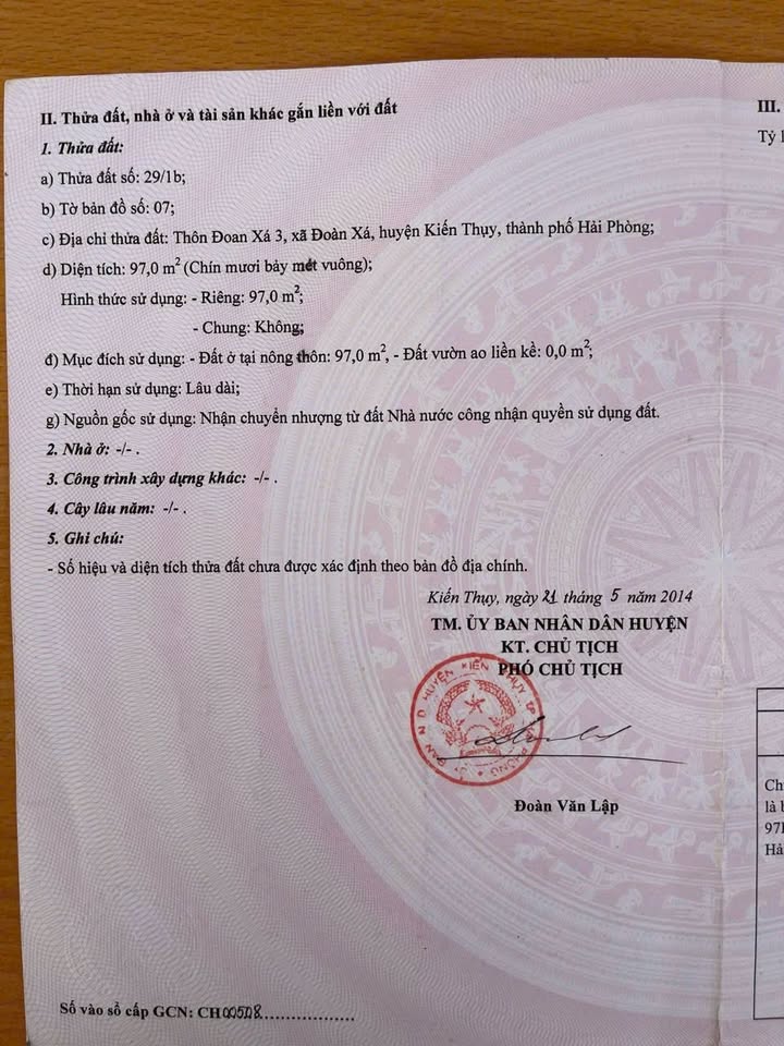 Lô đất đẹp Đoan Xá - Kiến Thụy 97m² giá 3,1 tỷ - Đầu tư sinh lời ngay!