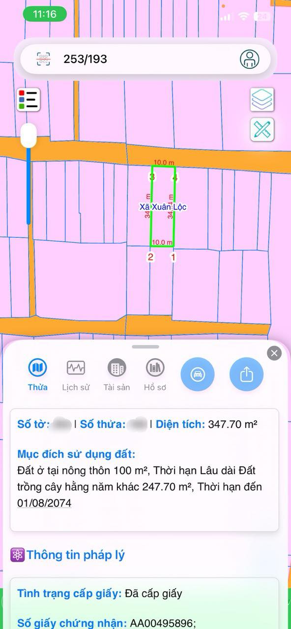 Đất nền Suối Cát cũ, xã Xuân Lộc, 347m² giá 2.8 tỷ - Khu dân cư sầm uất!