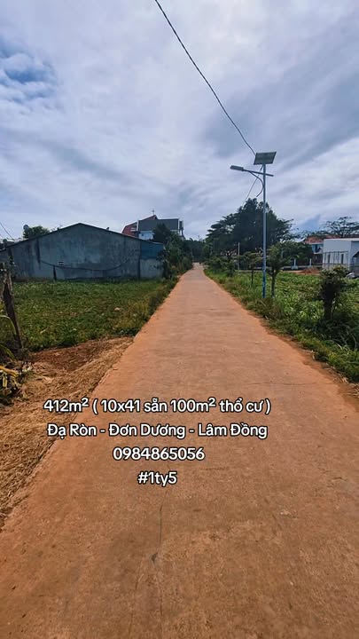 Đất nền Đạ Ròn - Đơn Dương 412m² giá 1.5 tỷ - Sổ đỏ chính chủ, đầu tư ngay!