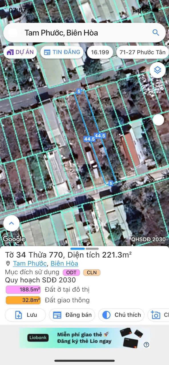 Đất nền Tam Phước Biên Hòa 220m² - Vị trí đẹp, đầu tư sinh lời!