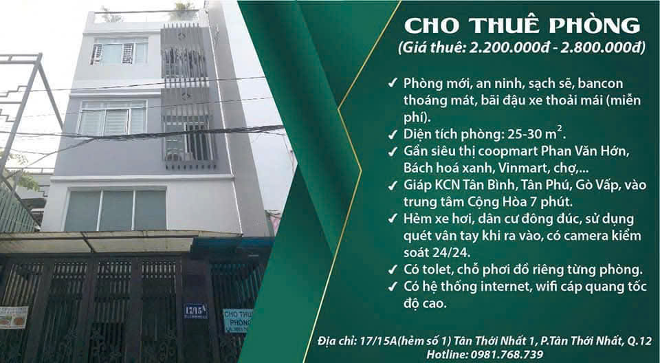 Phòng cho thuê mới quận 12 - Giá chỉ 2.6 triệu - Sạch đẹp, thoáng mát!