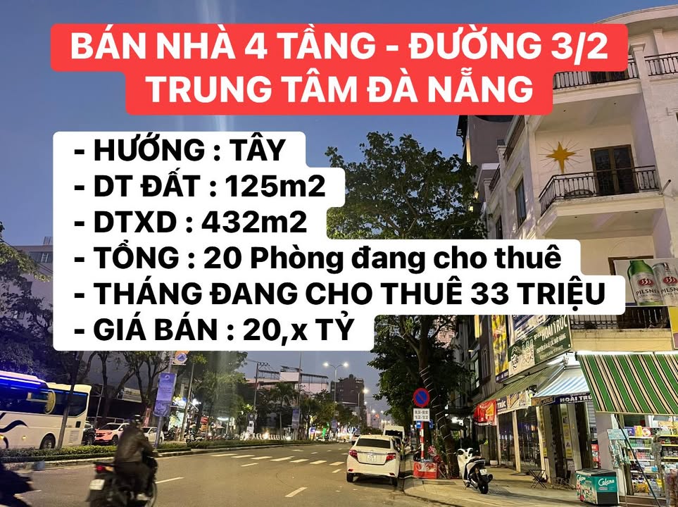 Nhà 4 tầng mặt tiền 3/2, Hải Châu, Đà Nẵng - Đang cho thuê 33 triệu/tháng