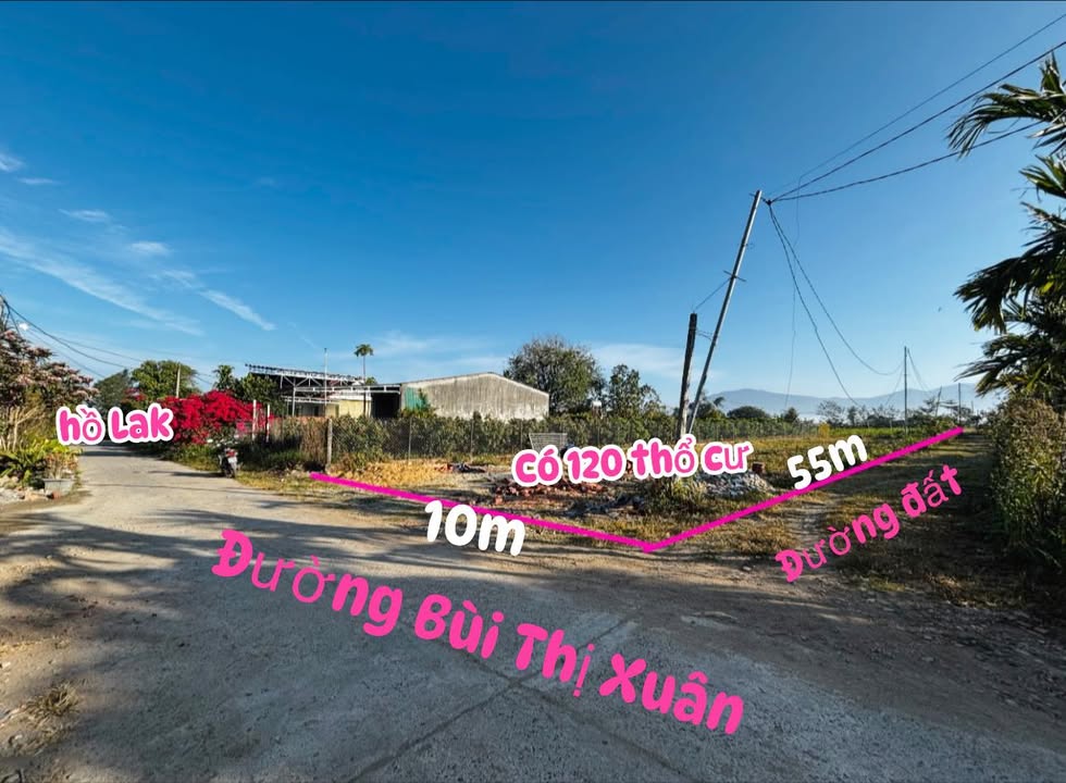 Đất thổ cư 120m² Bùi Thị Xuân, Liên Sơn Lắk - Giá chỉ 1,3 tỷ!
