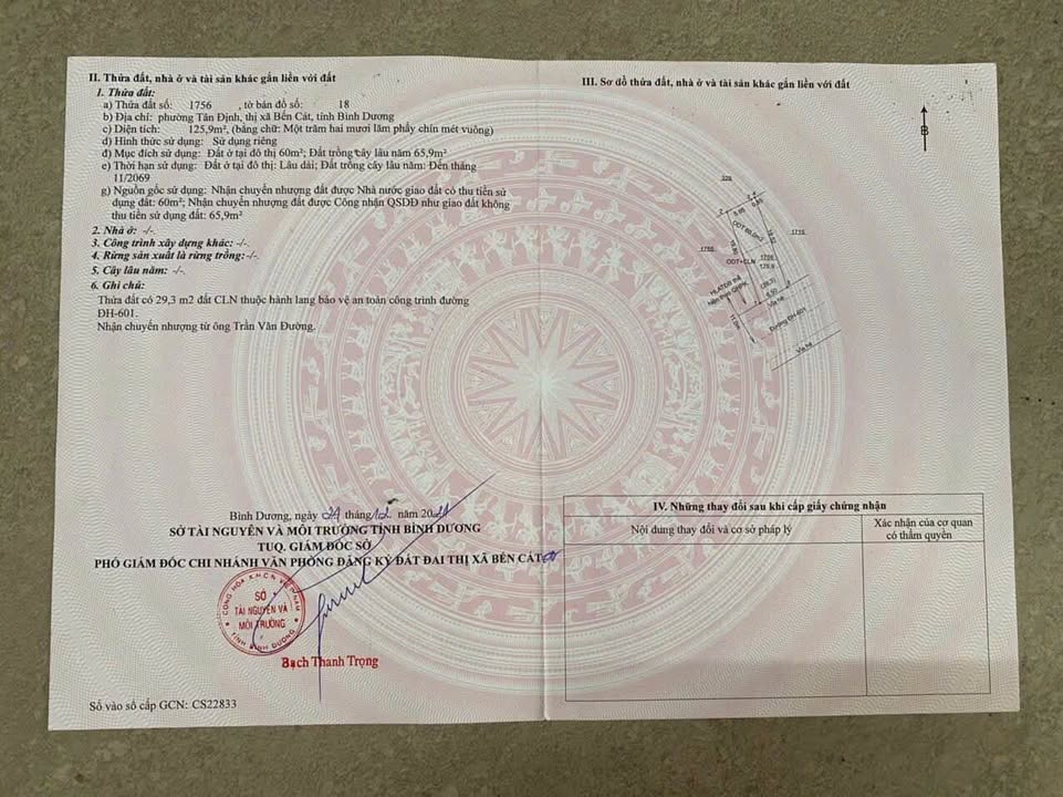 Đất nền Hòa Lợi, Bến Cát 125m² giá 1.8 tỷ - Mặt tiền đường nhựa thông thoáng!