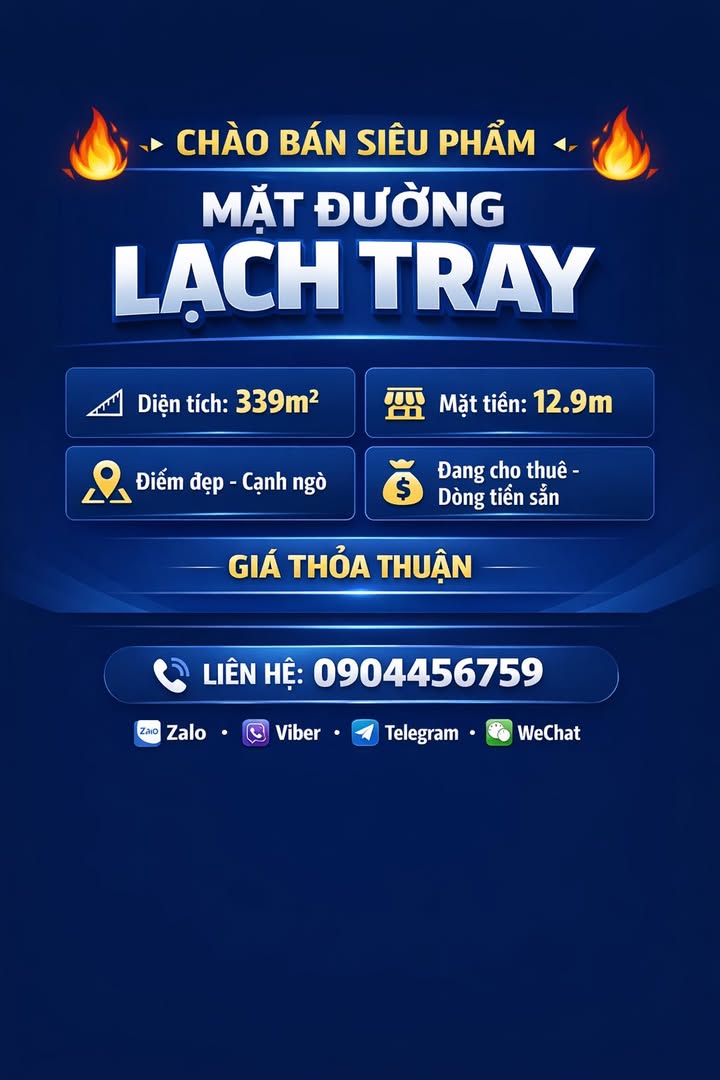 Mặt tiền FrontHouse Lạch Tray 339m² giá thỏa thuận - Cơ hội đầu tư hấp dẫn!