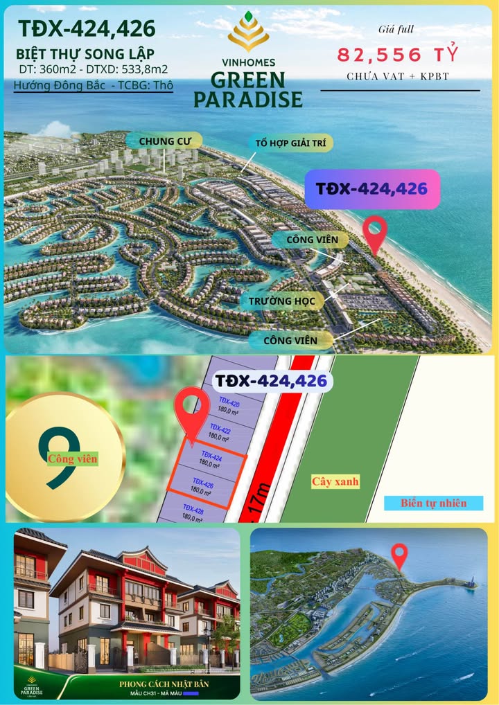 Townhouse Vinhomes Cần Giờ 360m² giá 82 tỷ - Đối diện biển Vịnh Ngọc