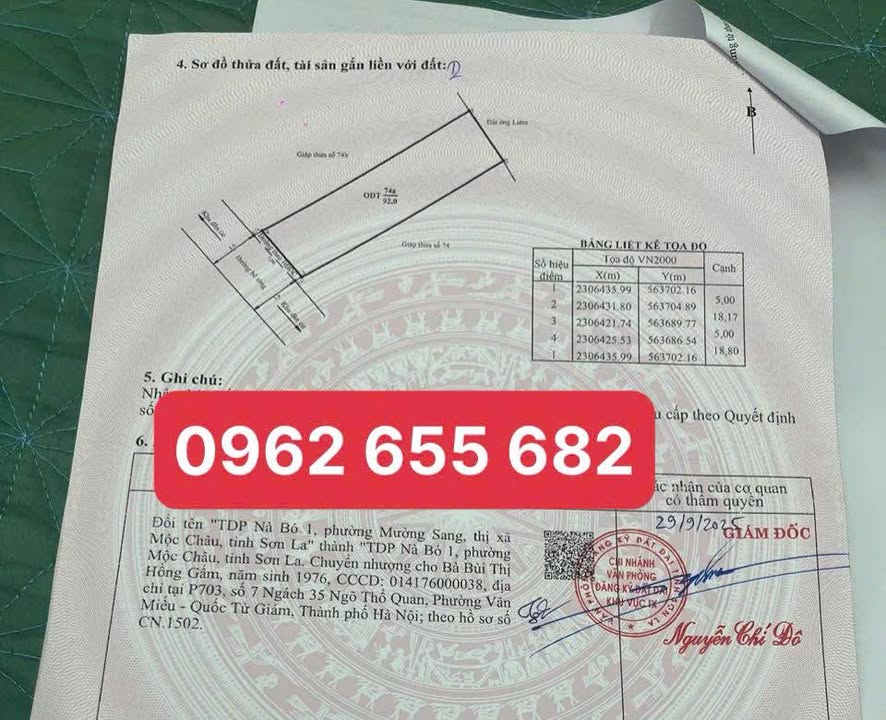 Đất thổ cư Mường Sang Mộc Châu 92m² giá 2 tỷ - Vị trí đẹp, dân cư đông đúc!