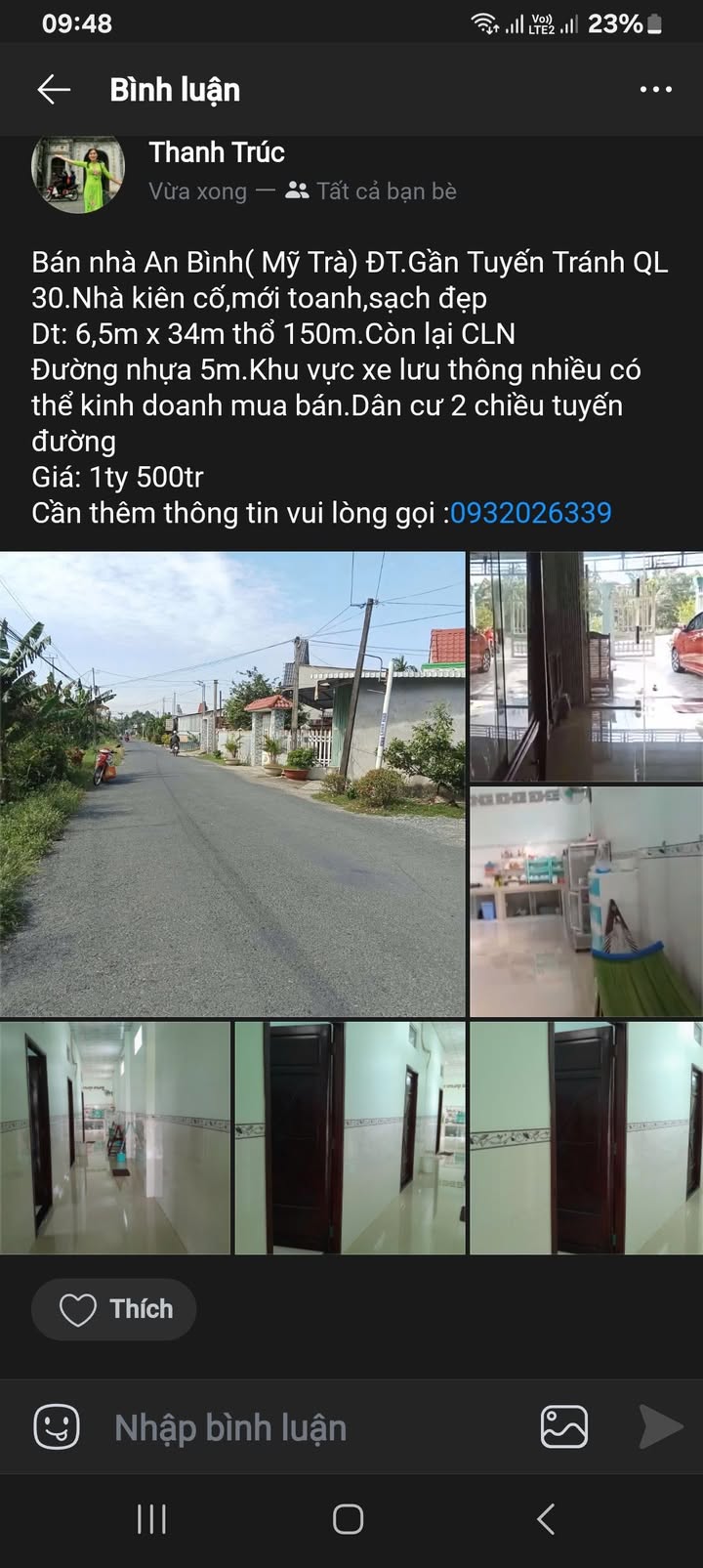 Nhà bán An Bình, Cao Lãnh 150m² giá 1.5 tỷ - Nhà mới, tiện kinh doanh!
