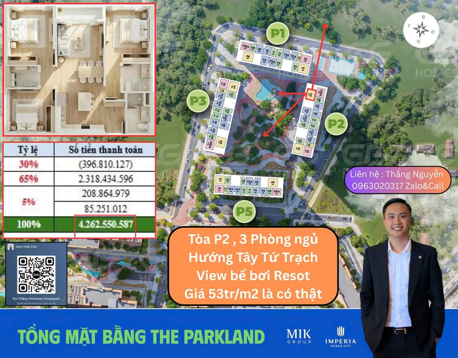 Căn hộ 3 Ngủ The ParkLand, Hưng Yên 80m² giá 4.262 tỷ - Thiết kế tối ưu cho gia đình!