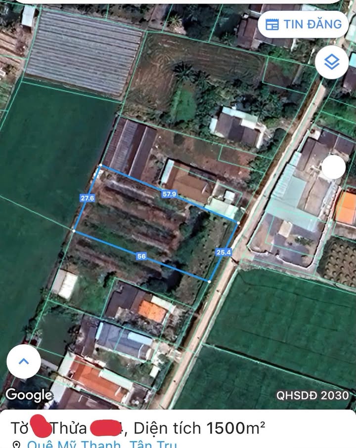 Đất lúa mặt tiền đường Nguyễn Văn Bê, Tân Trụ, Long An 1500m² - Đầu tư tiềm năng!