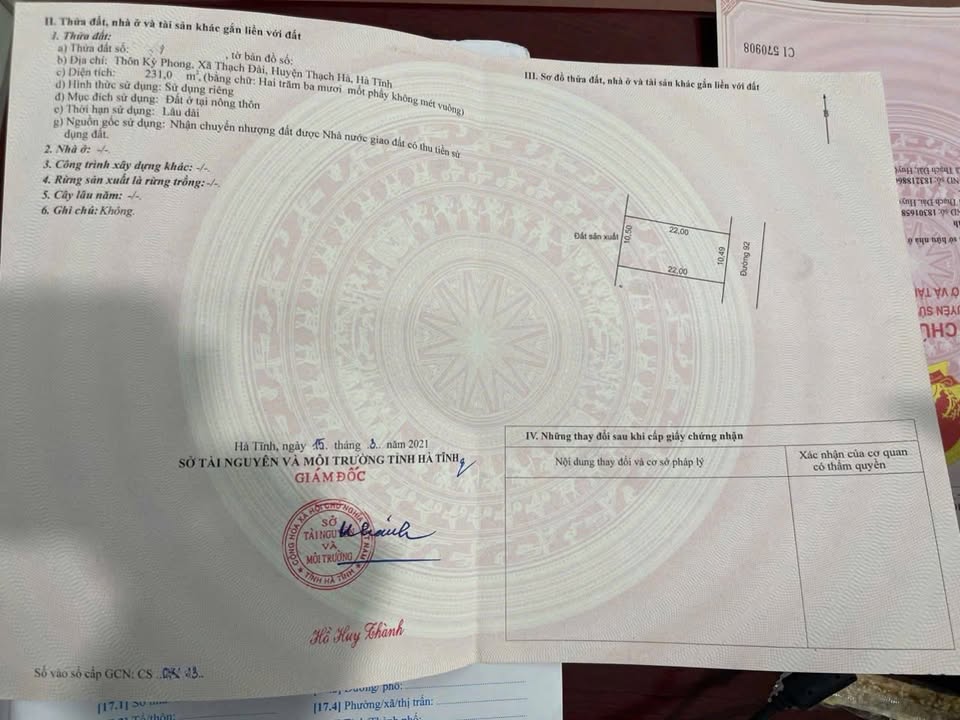 Đất nền Thạch Đài 231m² giá 4.x tỷ - Đầu tư sinh lời tuyệt vời!