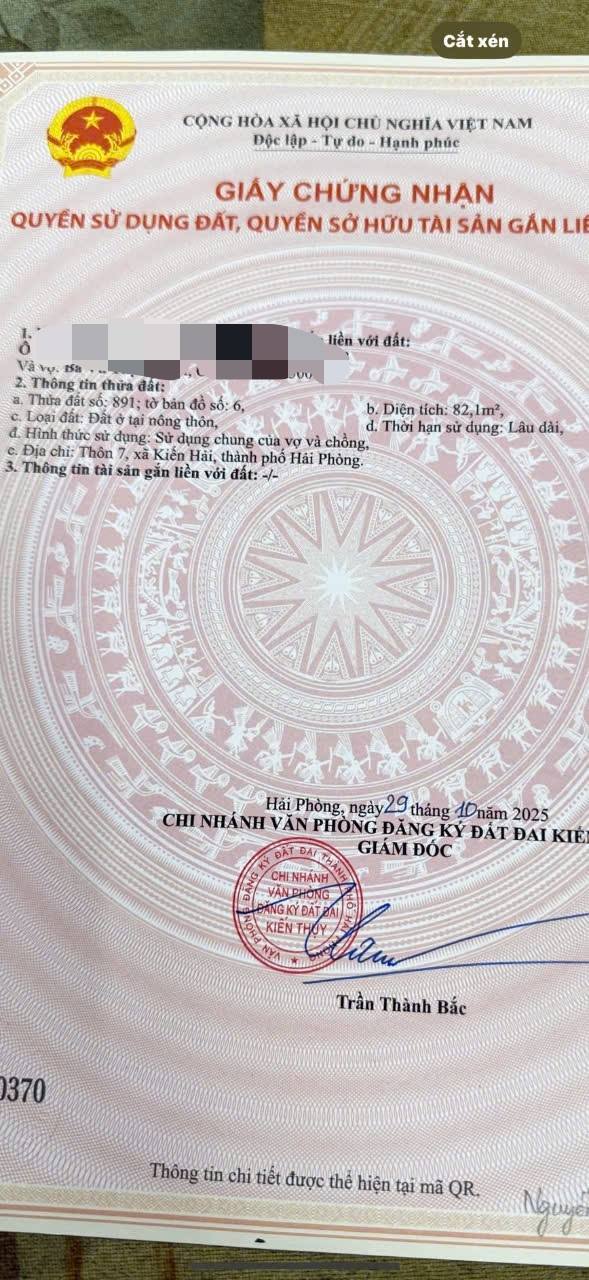 Đất thổ cư Thôn 7, Kiến Hải 82.1m² giá 1.2 tỷ - Đường ô tô vào tận nơi!