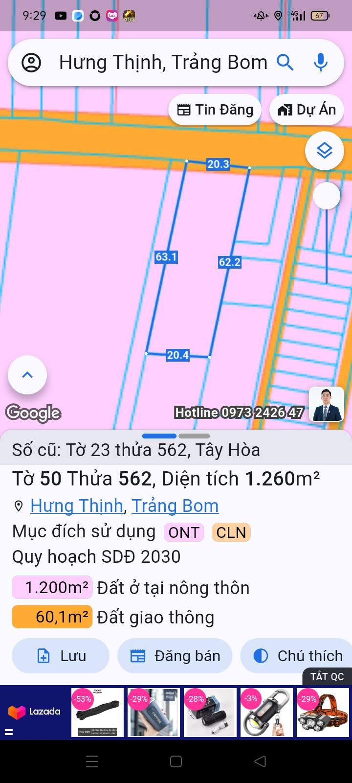 Đất thổ cư 1260m² Tây Hòa, Hưng Thịnh - Bán gấp, giá thỏa thuận!