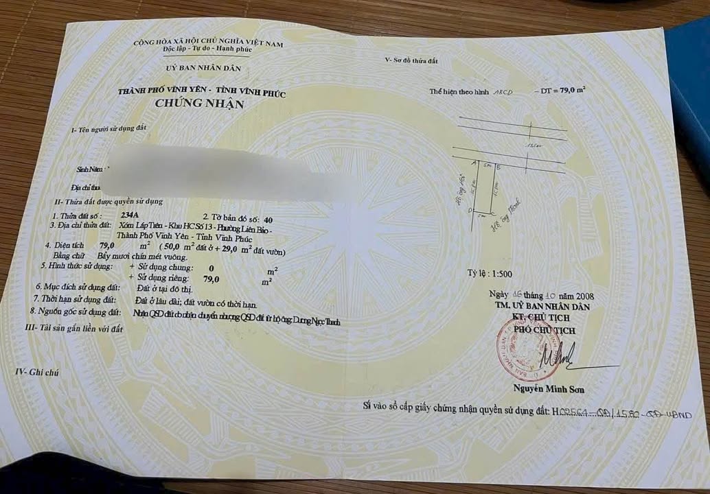 Đất thổ cư khu Chung Cư Vinaconet, Vĩnh Yên 80m² giá 4 tỷ - Vị trí đẹp nhất!