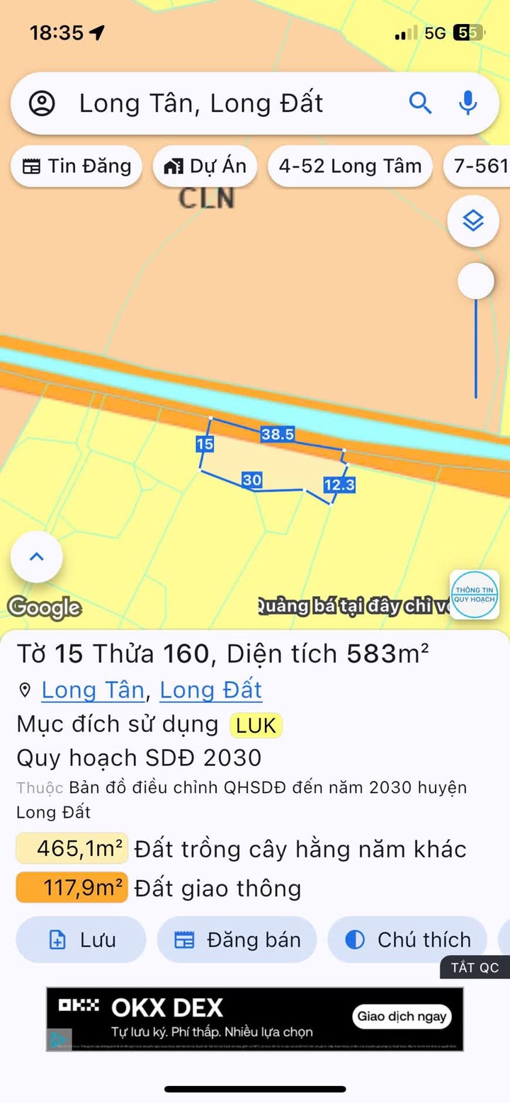 Đất Long Tân 583m² giá 650 triệu - Cơ hội đầu tư hấp dẫn!