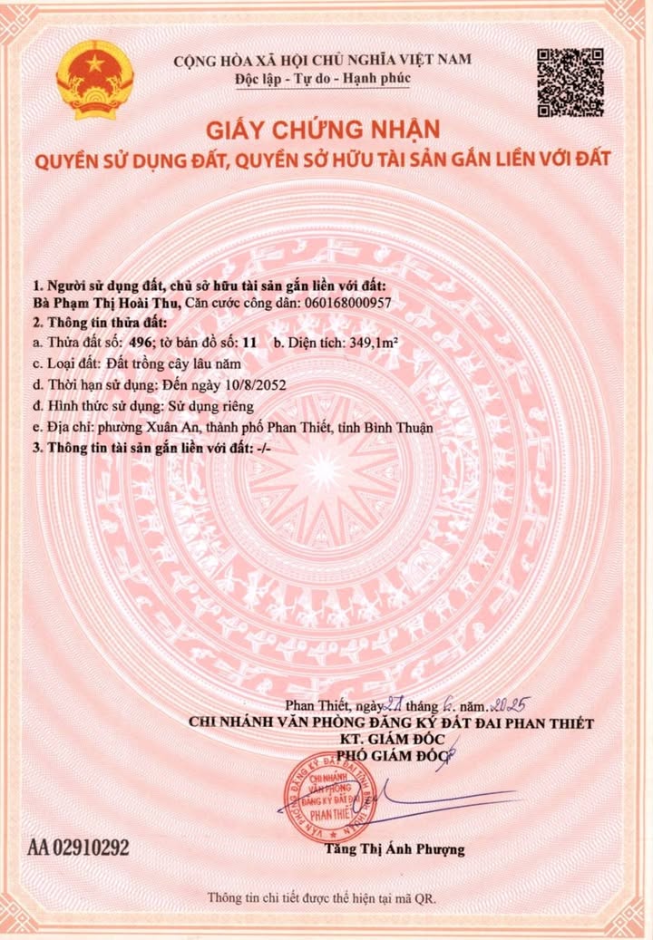 Đất nền Phường Xuân An, TP. Phan Thiết 390,1m² giá 2,4 tỷ - Đầu tư lâu dài!