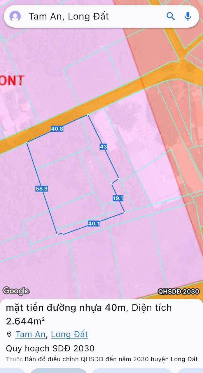 Đất An Ngãi, Long Điền 2644m² giá 6 tỷ - Mặt tiền đường nhựa thuận lợi!