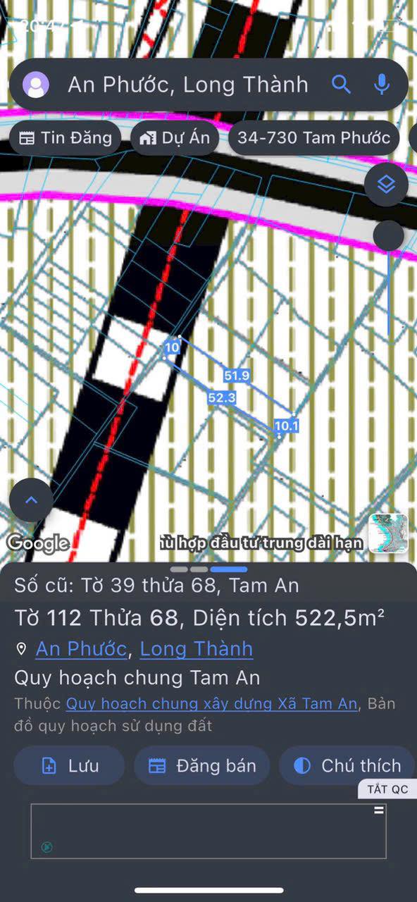 Đất thổ cư 100m² tại Tam An, Long Thành giá 4.5 tỷ - Đầu tư sinh lời ngay!