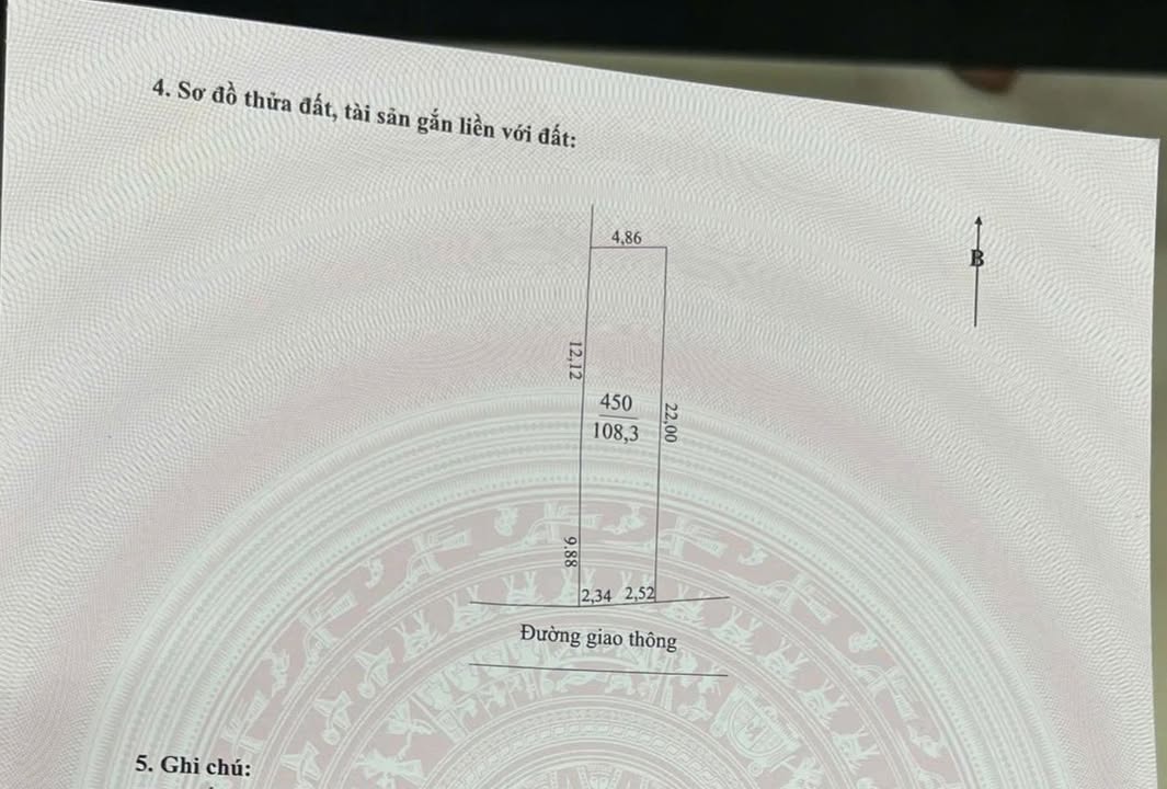 Lô đất thổ cư Bãi Ổi, Dĩnh Trì, Bắc Giang 108m² - Sổ đỏ chính chủ, giá tốt!