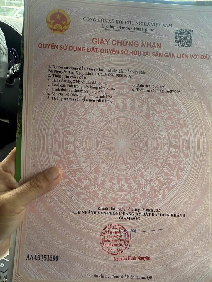 Đất vườn thổ cư Diên Tân 500m² giá 690 triệu - Cơ hội hiếm có!