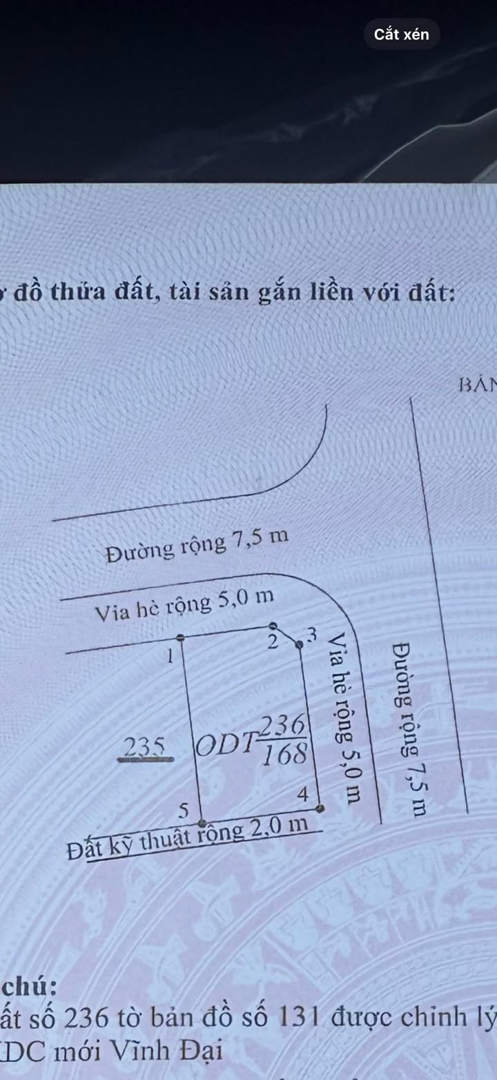 Đất nền Vĩnh Đại 168m² giá 2 tỷ - Vị trí đẹp, cơ hội đầu tư tuyệt vời!