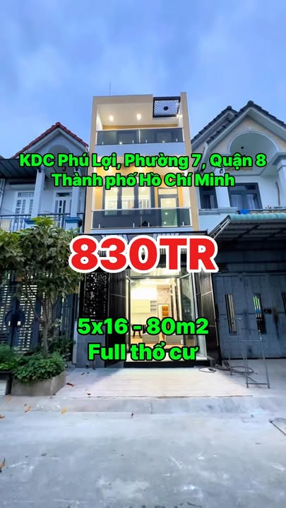 Nhà phố 80m² Phường 7, Quận 8 chỉ 800 triệu - Sổ đỏ chính chủ, sát Công viên D2!