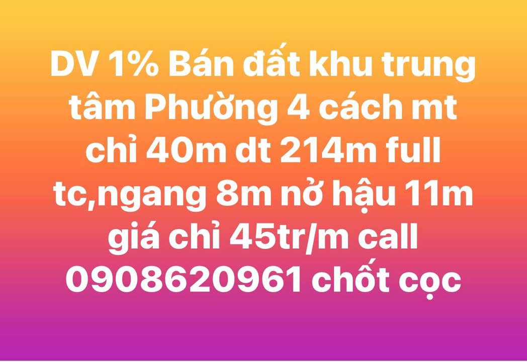 Đất nền Phường 4 Vũng Tàu 214m² giá 9.63 tỷ - Sổ đỏ chính chủ, vị trí đắc địa!