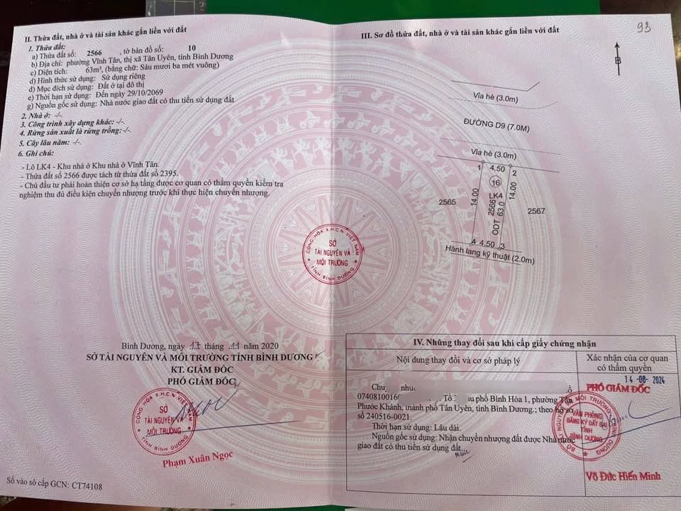 Đất nền Vĩnh Tân - Tân Uyên 63m² giá 1.1 tỷ - Pháp lý rõ ràng