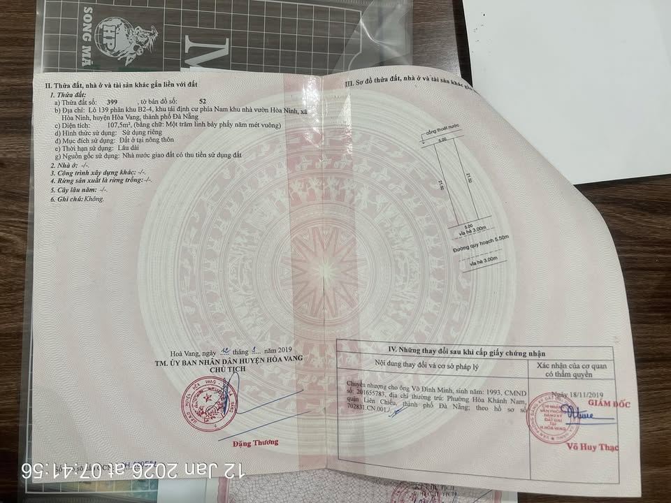 Đất nền tái định cư Hòa Ninh 107.5m² giá 1.95 tỷ - Hướng Đông Nam, sạch đẹp!