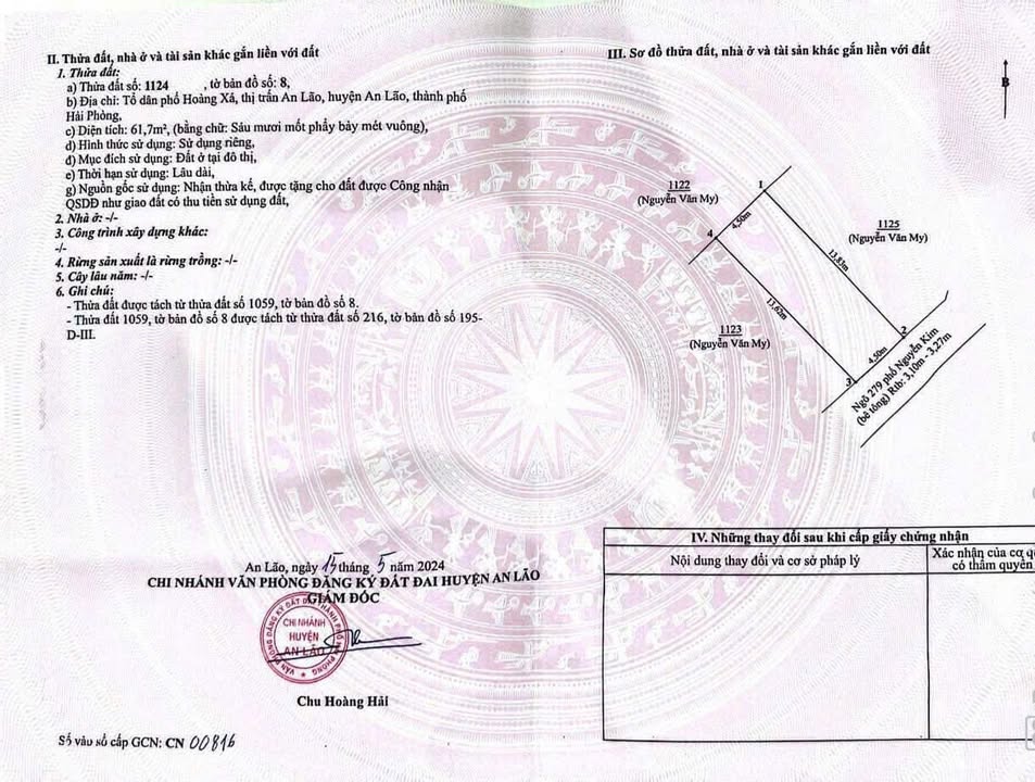Lô Đất Tổ Dân Phố Hoàng Xá, Thị Trấn An Lão 61.7m² - Cơ Hội Vàng Đầu Tư!