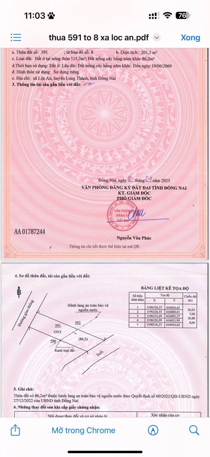 Đất nền xã Lộc An 201.5m² giá 1 tỷ - Tiềm năng phát triển mạnh