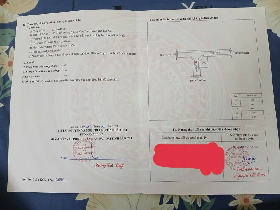 Lô đất hai mặt tiền 174m² tại Vạn Hòa, Lào Cai - Sổ đỏ trao tay, giá tốt!