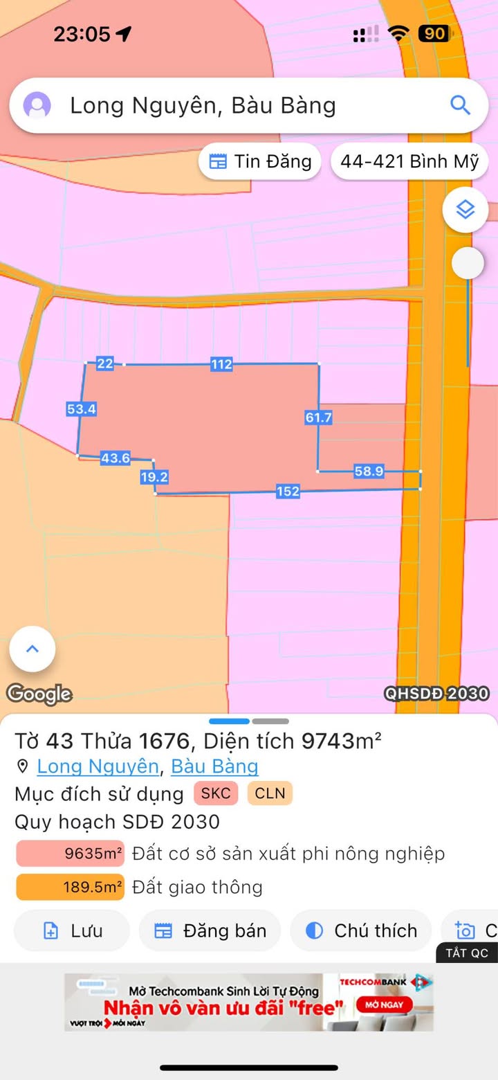 Đất SKC Long Nguyên Bàu Bàng 9.742,6m² - Mặt tiền ĐT 749A, Sổ đỏ chính chủ