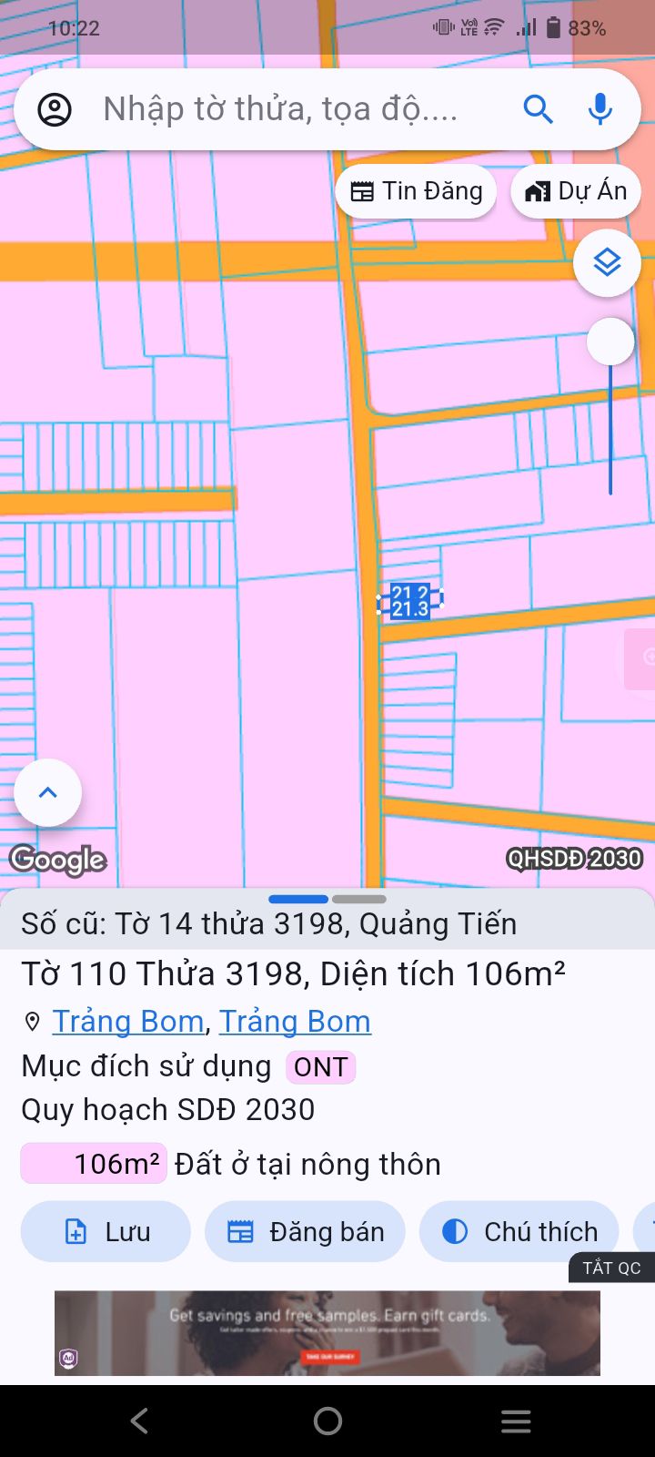 Đất nền Trảng Bom 105m² giá 1.05 tỷ - Sổ hồng riêng, thổ cư