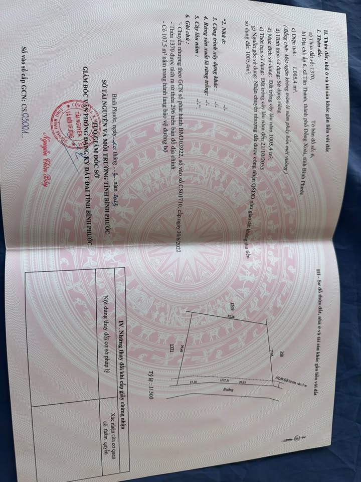 Đất nền chính chủ tại Tân Thành, Đồng Xoài 1200m² - Cơ hội đầu tư hấp dẫn!