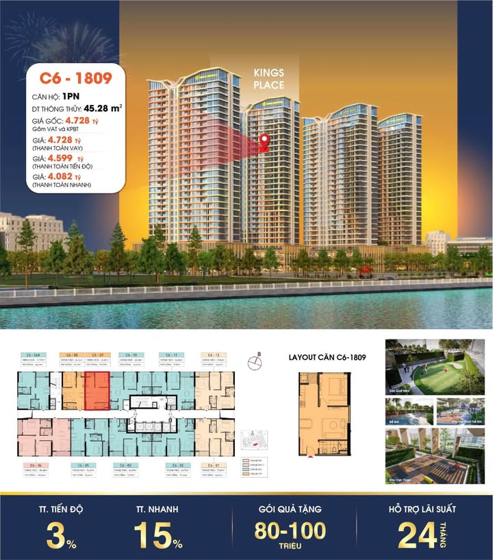 Căn hộ 1PN Capital Square Đà Nẵng 45m² giá 4.08 tỷ - Cơ hội vàng đầu tư!